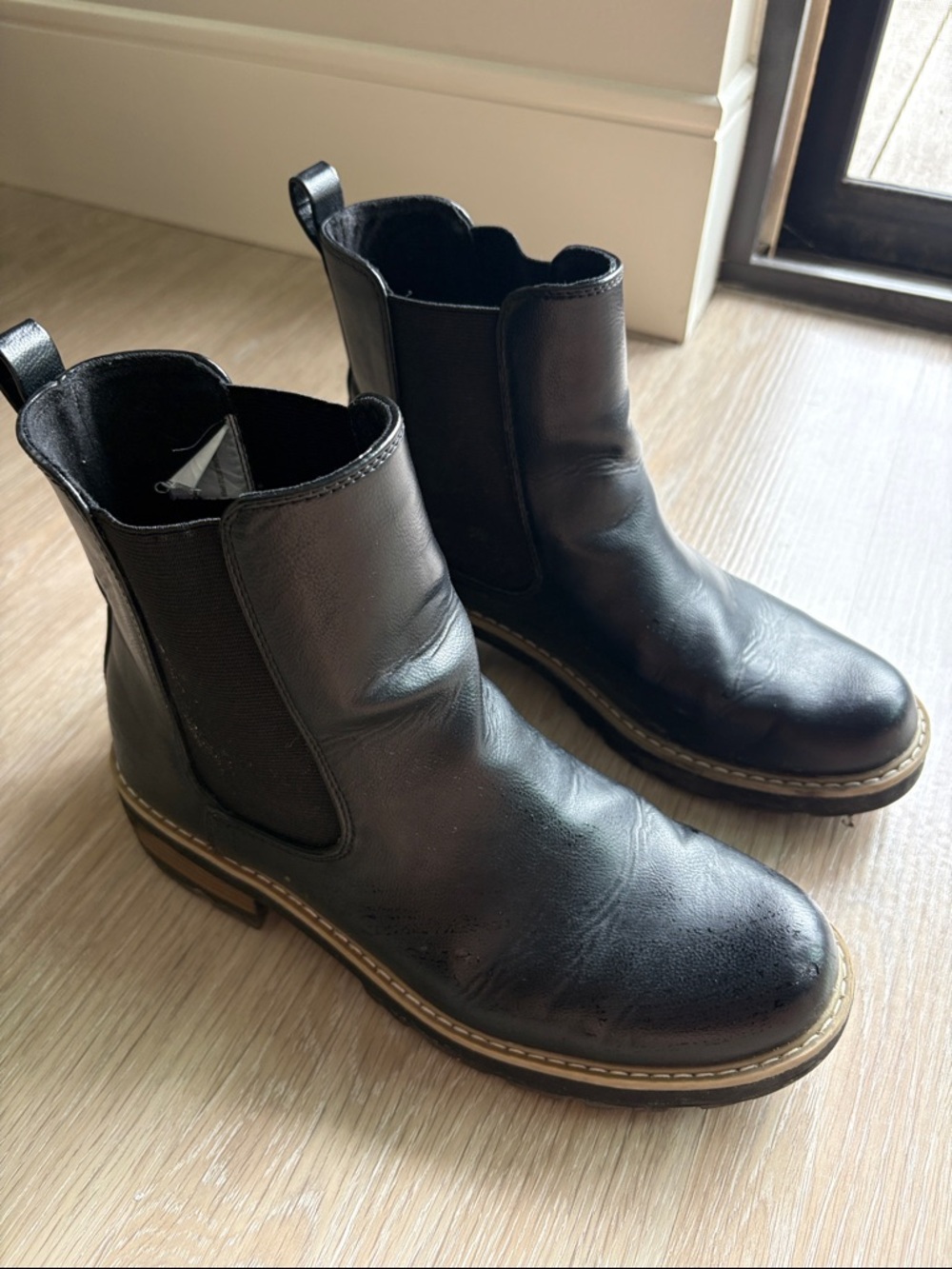 Women’s Black Leather Chelsea Boots - Classic Slip-On Style